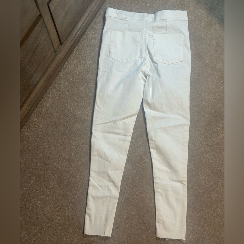 FREE PEOPLE Women’s White Frayed Skinny leg Pull-on Jeans size 26 - Picture 5 of 14
